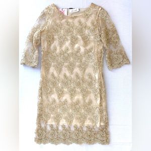 ChicWish gold embroidery party dress Originally $59 size S